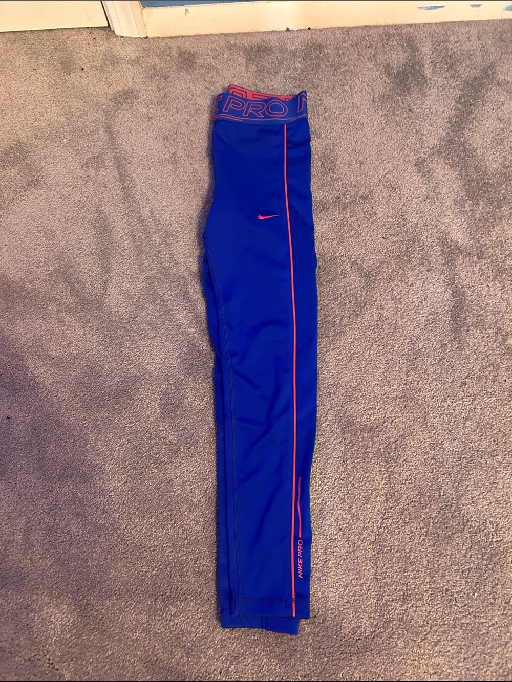 Nike Kids Royal Blue Leggings with Pink Trim